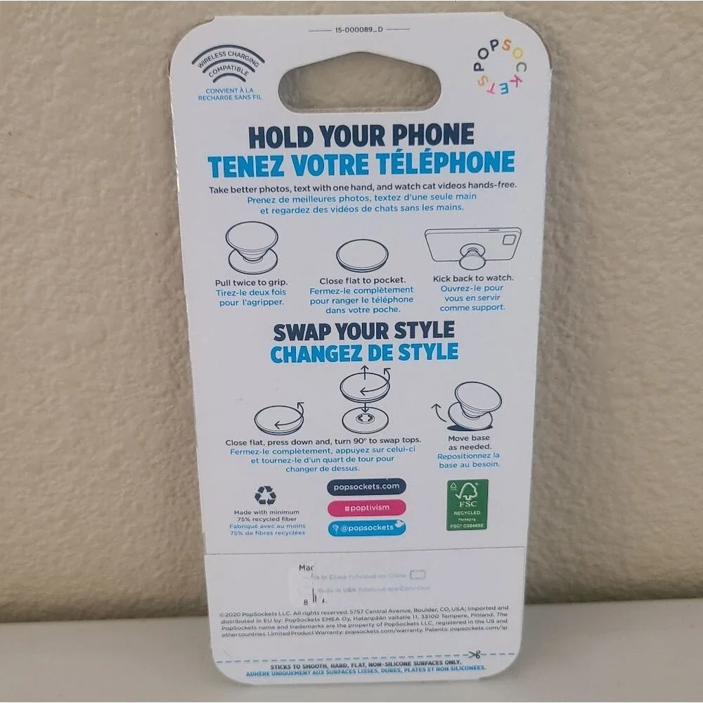 NEW popsocket checkerboard swappable top cell phone grip - Picture 3 of 3
